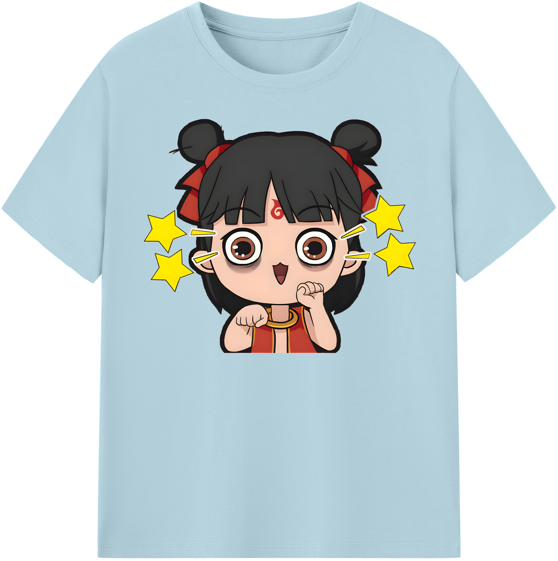 （画像用） Ne Zha 2 ナタ 魔童の大暴れ 綿100％半袖Tシャツ（フロントプリント）